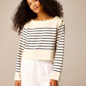 J Crew cropped boatneck mariner tee